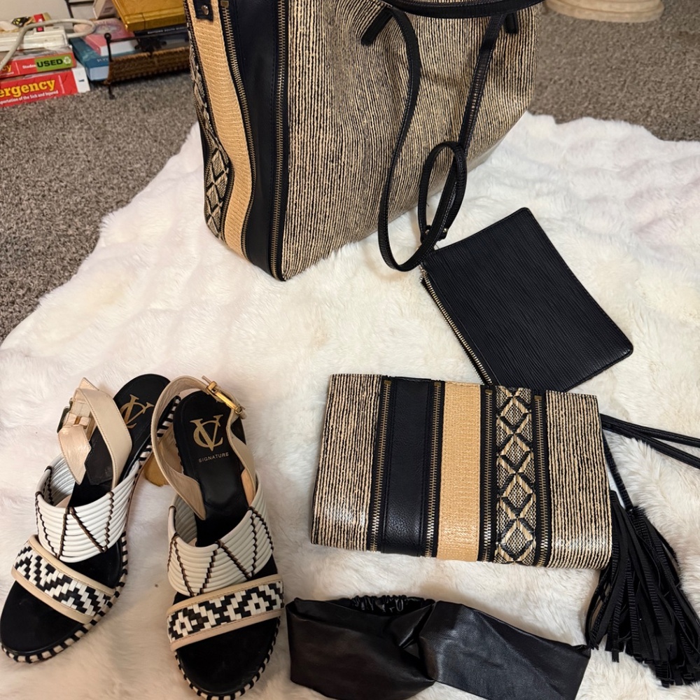 Tote purse, clutch, heels, and head band - Picture 2 of 3